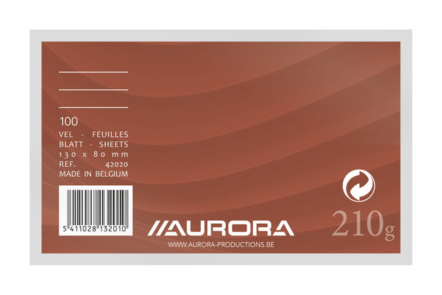 Aurora Systeemkaart 130x80mm gelinieerd met rode koplijn, 210g karton