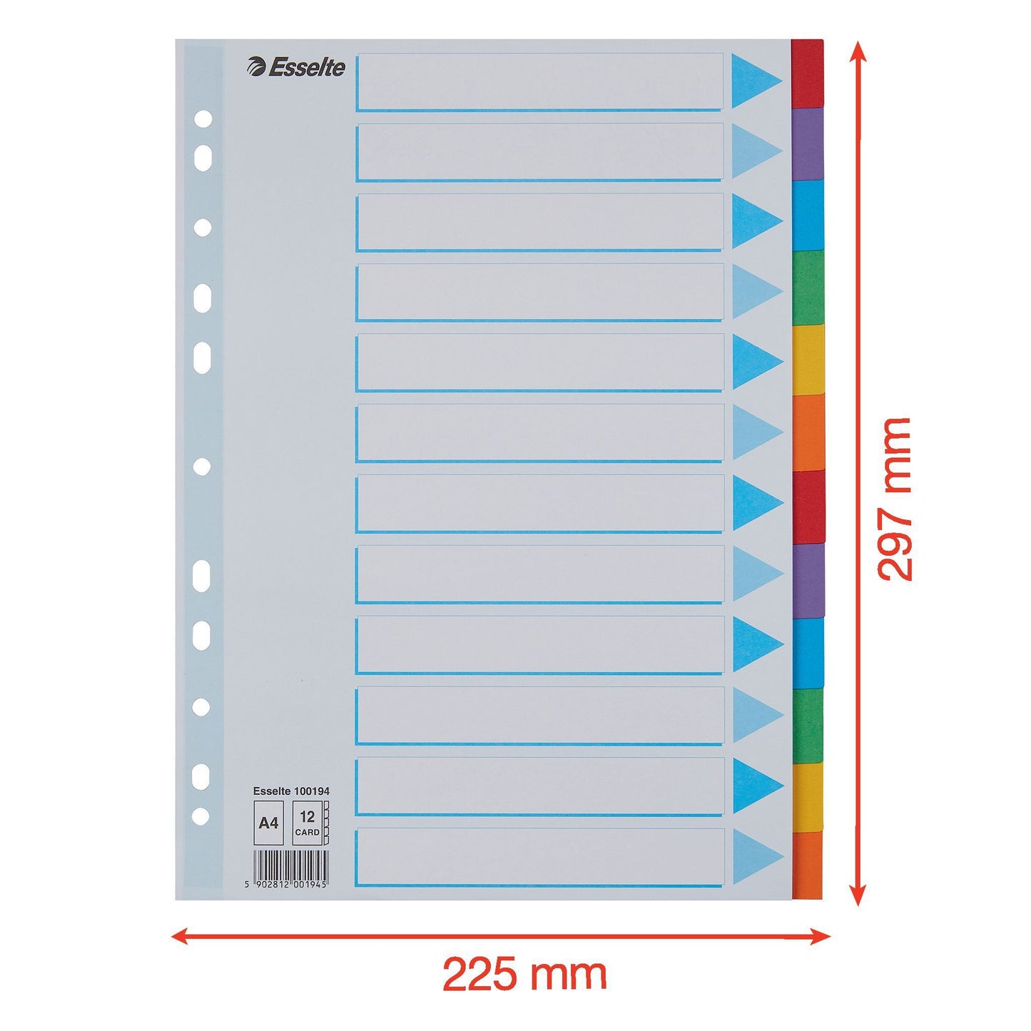Esselte Stand A4 12-dlg karton gekleurd - 2