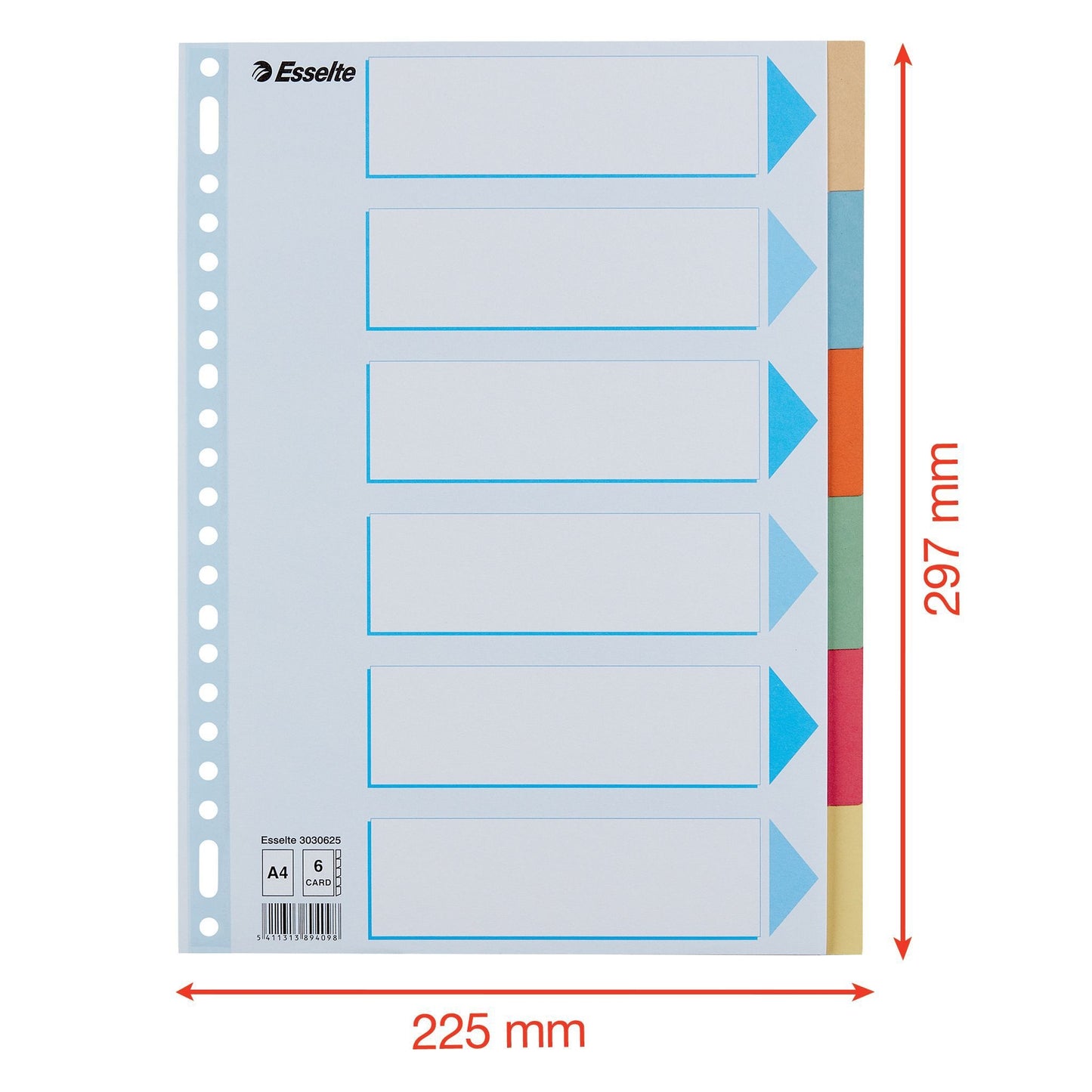 Tabbladen Esselte Premium A4 6-delig karton gekleurd - 2