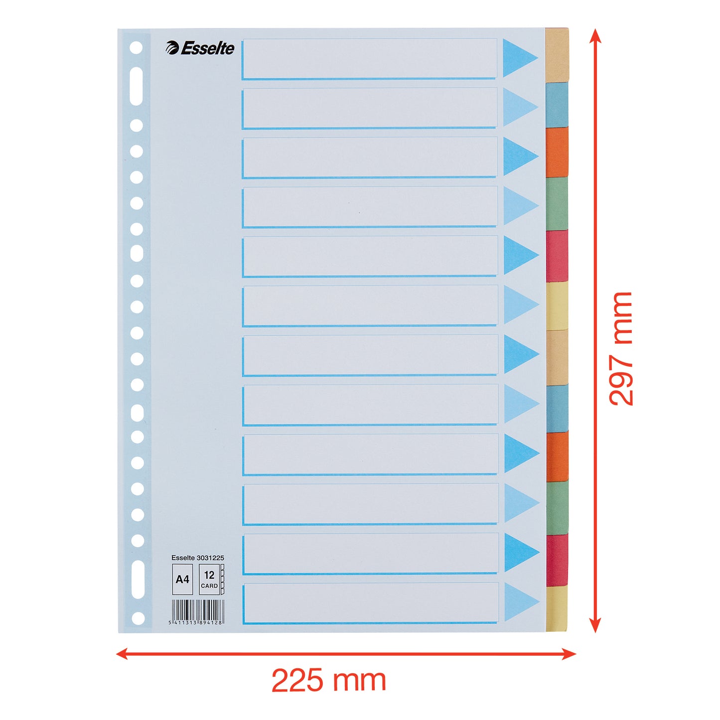 Esselte Premium A4 kartonnen tabbladen 12-dlg, 23-rings, gemengde kleuren - 2