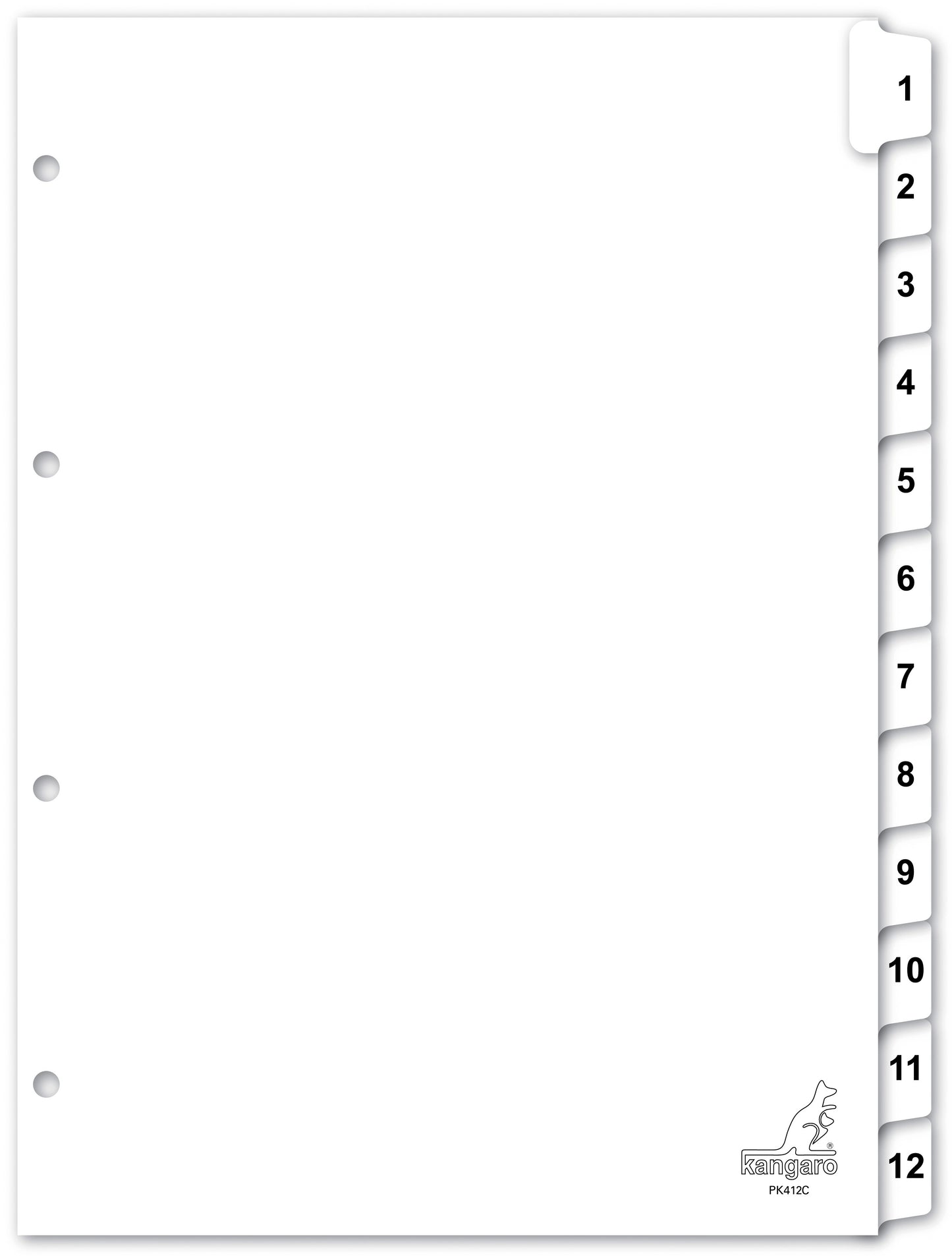 Kangaro PK412C A4 4R 12-dlg gekleurde index tabbladen