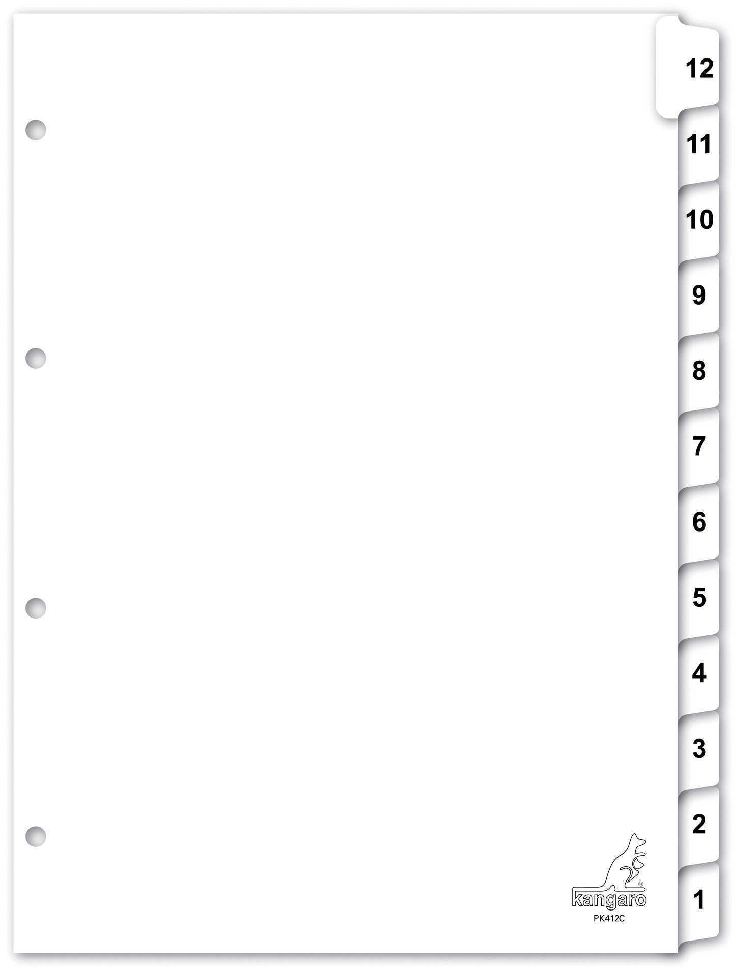 Kangaro PK412C A4 4R 12-dlg gekleurde index tabbladen - 2