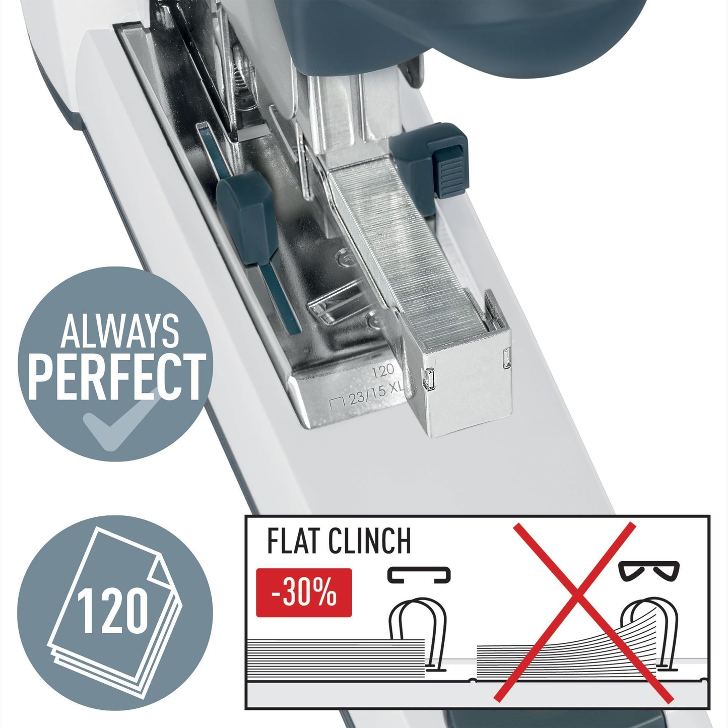 Leitz Heavy Duty Flat Clinch nietmachine, 120 vel, zwart - 2