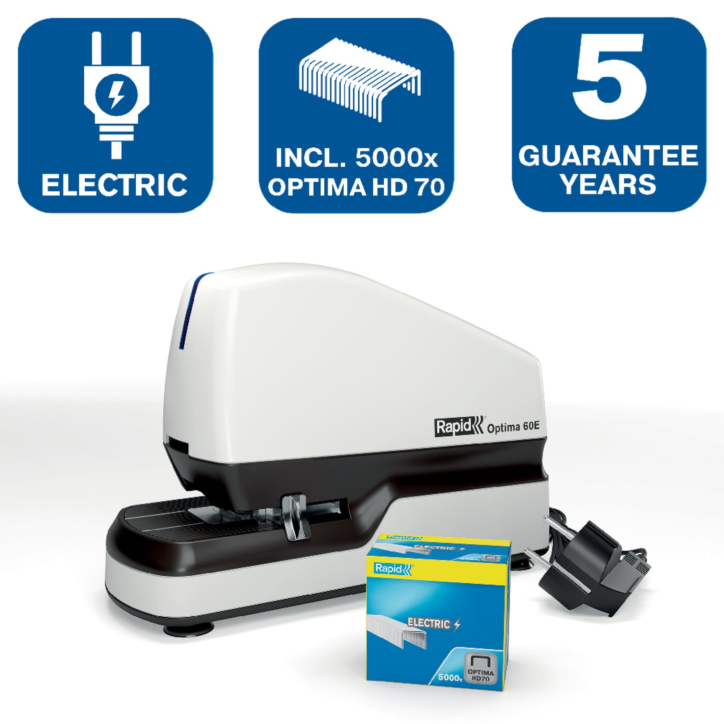 Elektrische nietmachine Rapid Optima 70 voor tot 70 vel, Zwart Zilver - 2