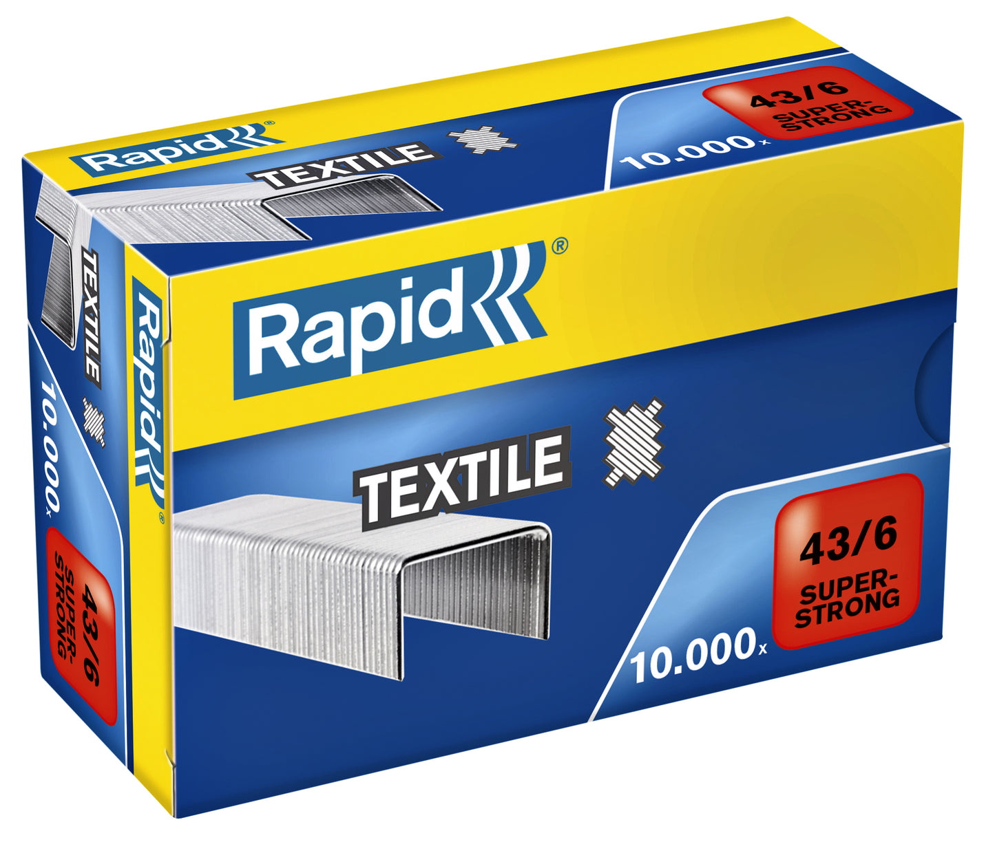 Rapid 43/6 textiel nietjes, 10.000 stuks, 6 mm