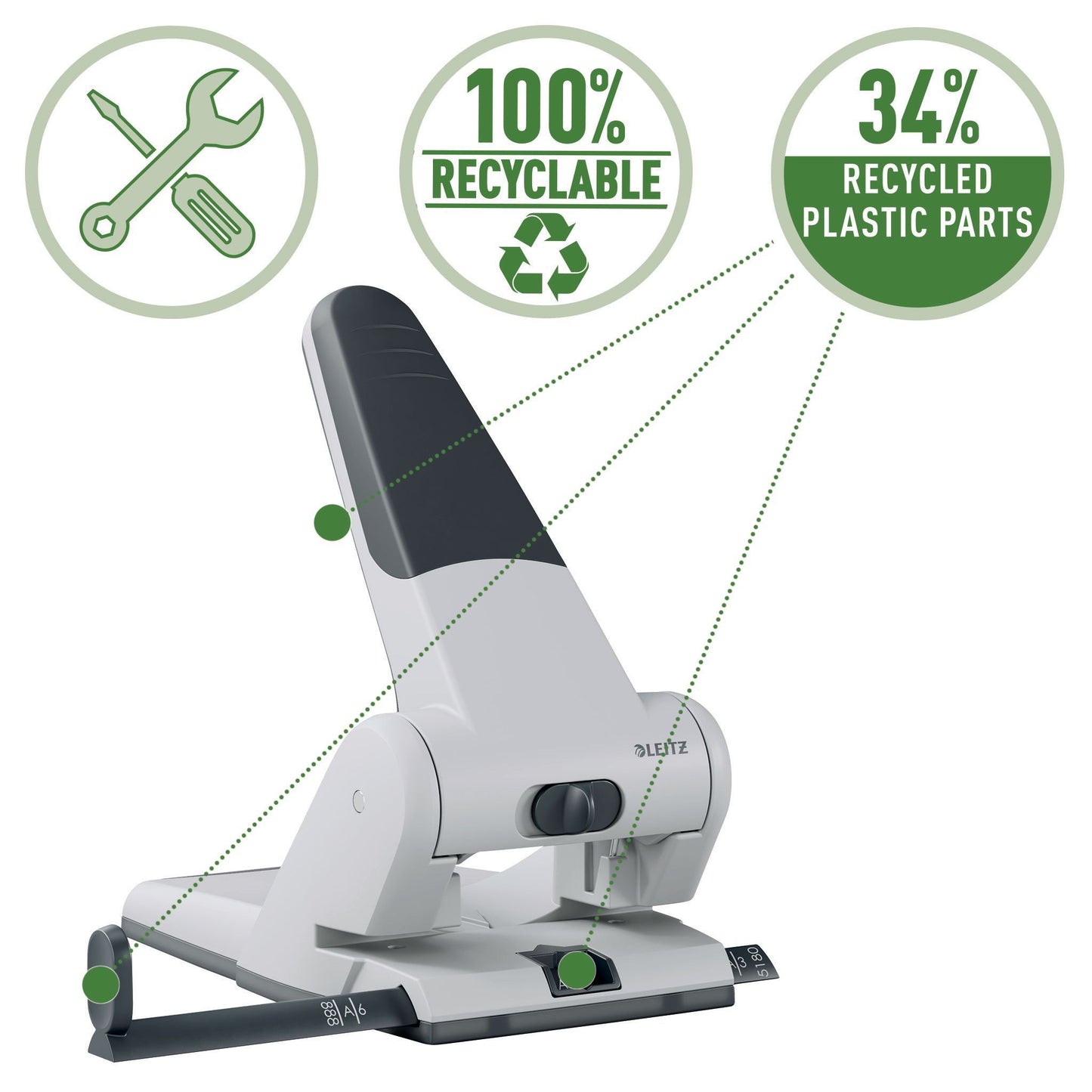 Perforator Leitz 5180 Heavy Duty 65 vel, zilver - 5