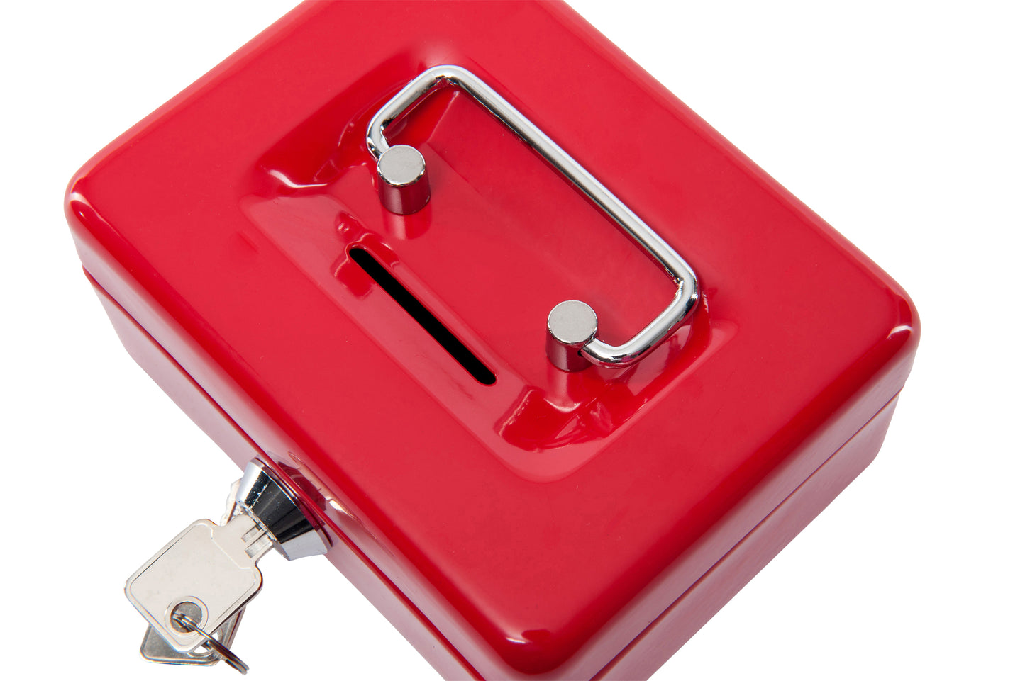 Geldkist Maul 125x95x60 mm met Muntengleuf en Cilinderslot, Rood