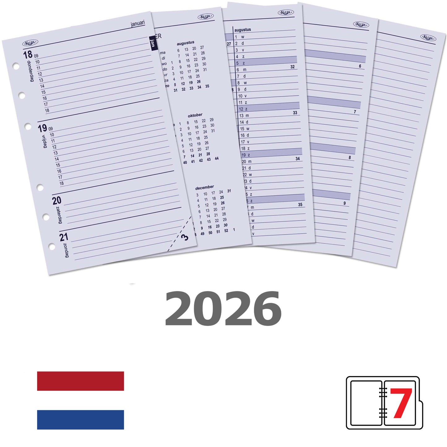 Kalpa Senior Agenda Vulling 2025 7 Dagen Per 2 Pagina's - 2