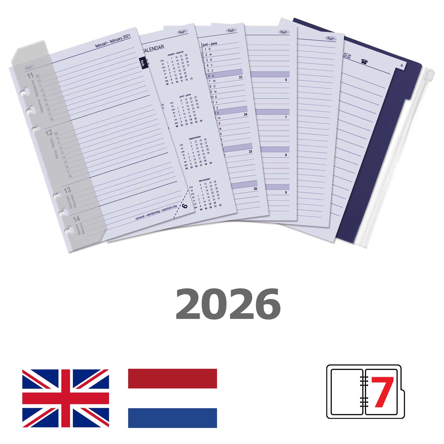 Agendavulling 2025 Kalpa A5 jaardoos 7 dagen/2 pagina's