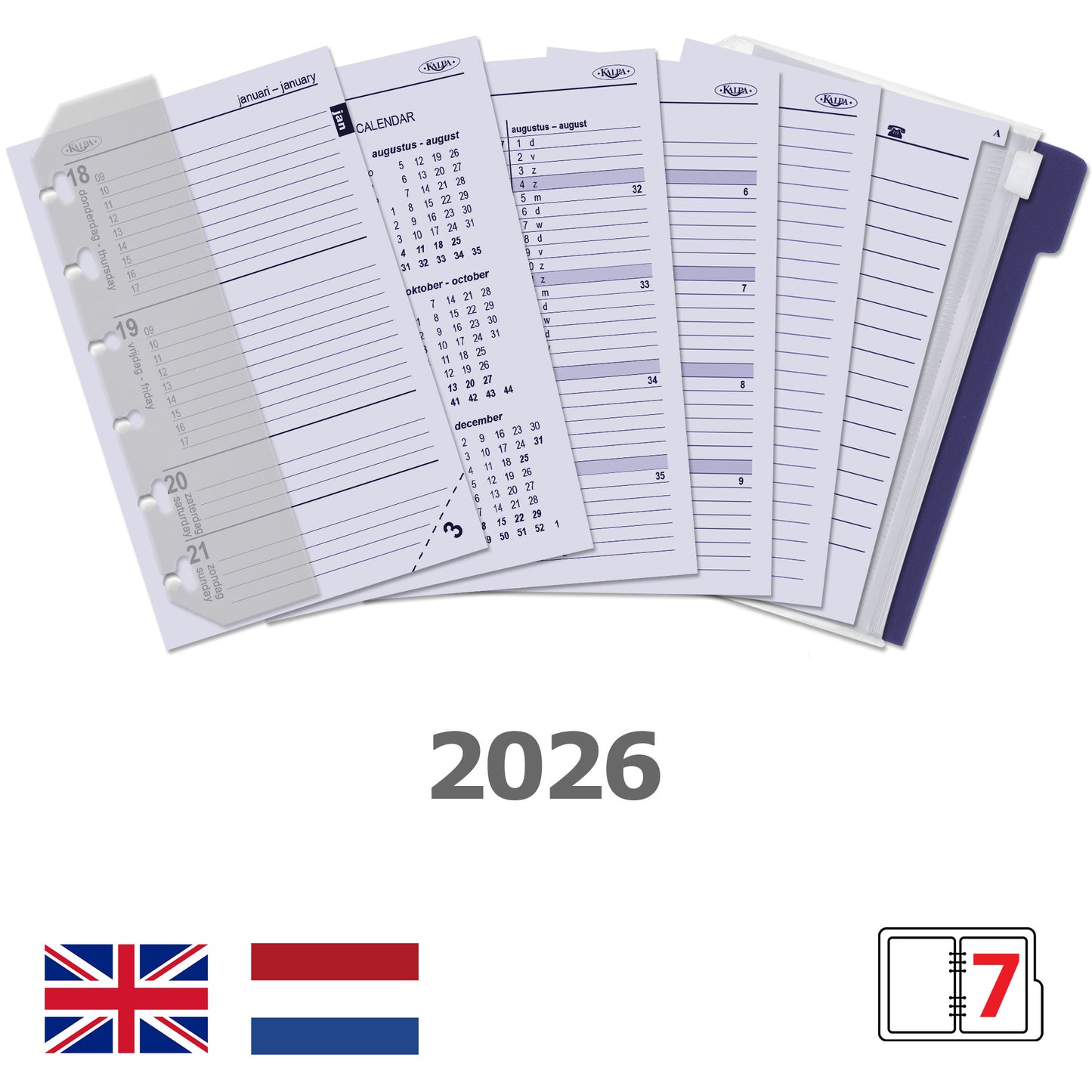 Agendavulling 2025 Kalpa Pocket 7 dagen/2 pagina's