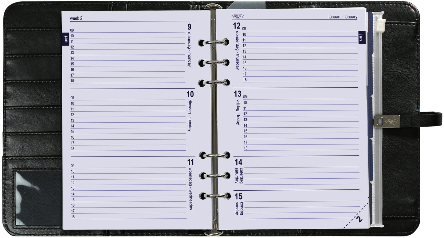 Kalpa A5 6-Ring Binder Planner Organizer 2023-2024 zwart
