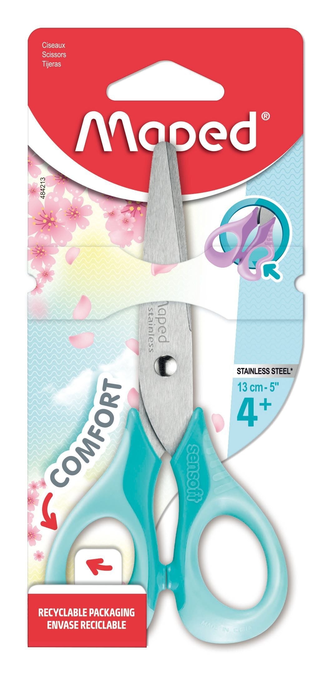 Maped Sensoft 13cm pastel gekleurde schaar met ergonomische ringen