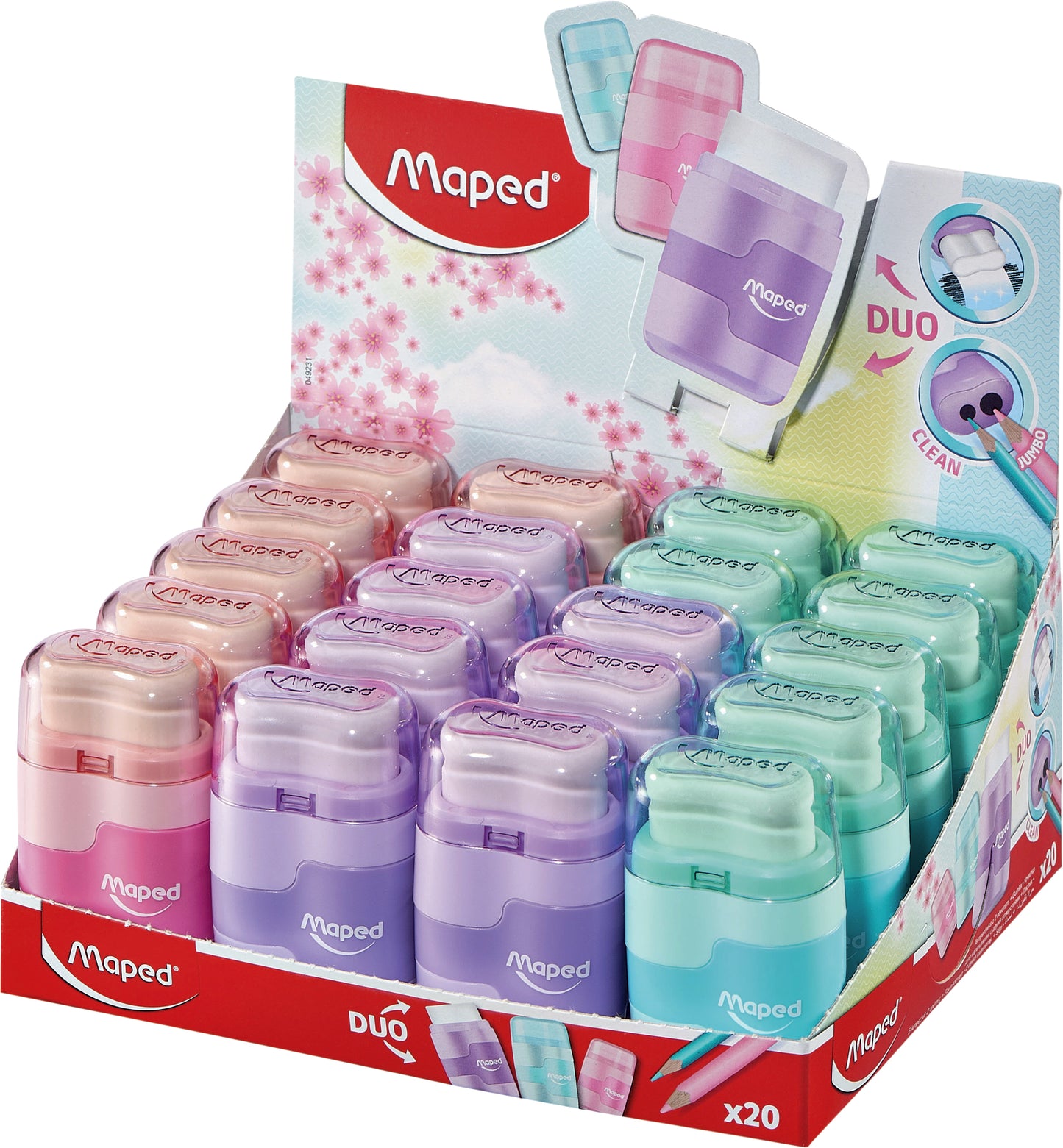 Maped Connect 20 Stuks Pastel Slijper en Gum in Eén