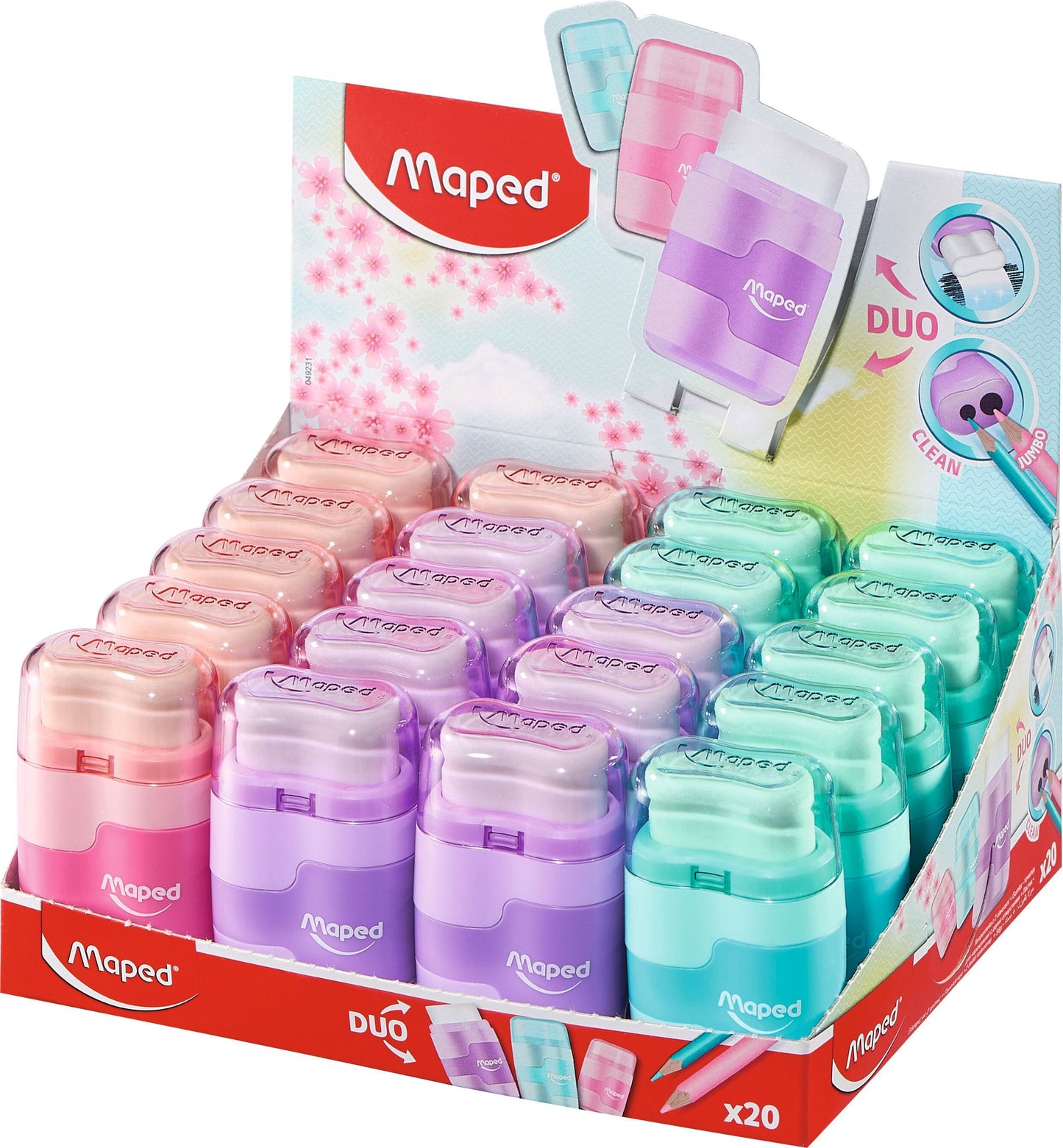 Maped Connect 20 Stuks Pastel Slijper en Gum in Eén