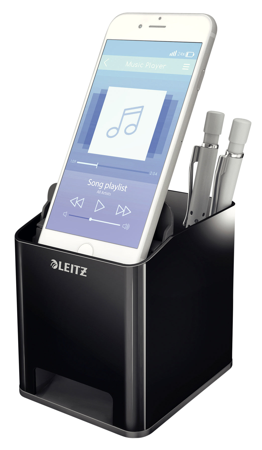 Leitz Duo penhouder zwart/grijs met geluidsversterker