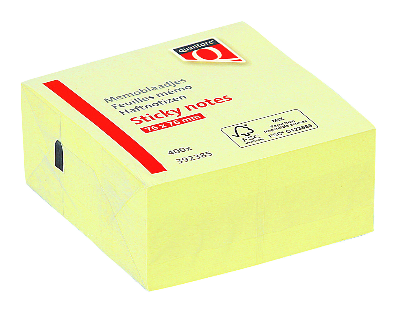 Quantore Memoblok Zelfklevend 76x76mm Geel, 400 Vellen - 2
