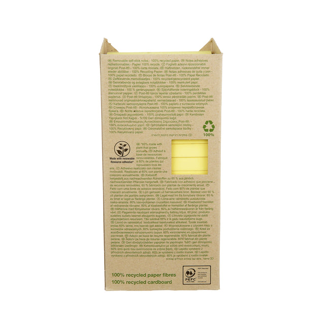 Memoblok Post-it 654 76x76mm Recycled Pastel Geel - 4