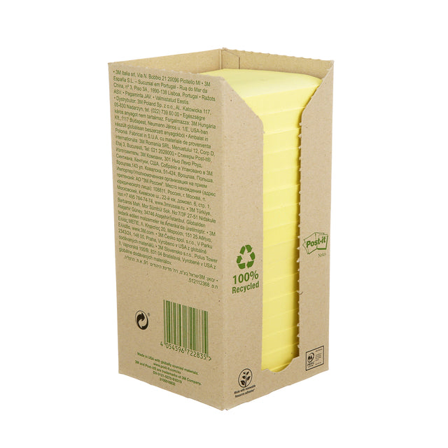 Memoblok Post-it 654 76x76mm Recycled Pastel Geel - 5