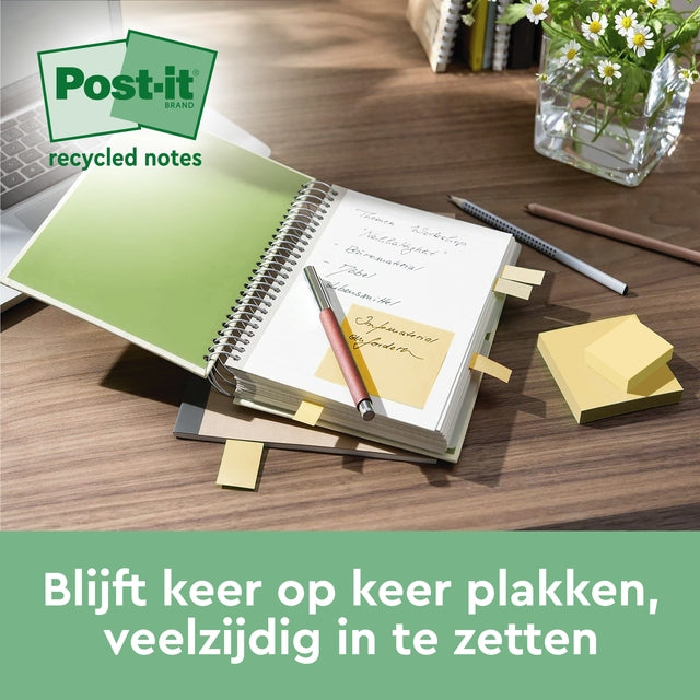 Post-it 655 Recycled, 76x127mm, Geel, 6x100 vel - 4