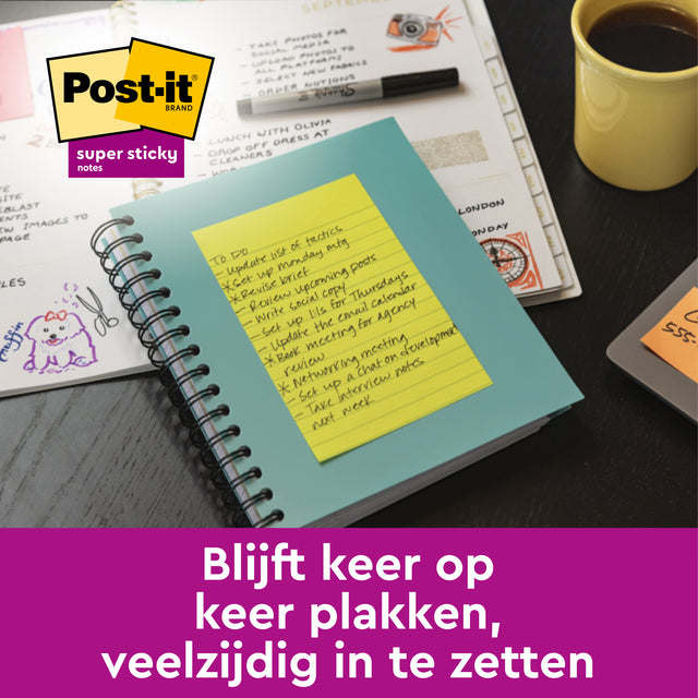 Memoblok Post-it® Ruit 102x152mm geel, bevestigbaar - 3