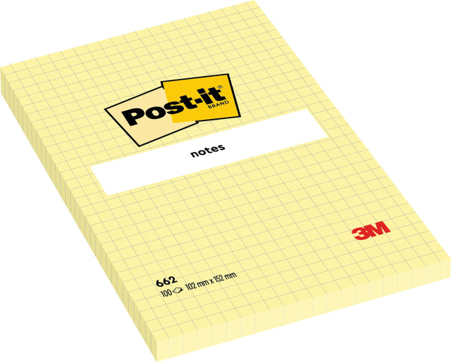 Memoblok Post-it® Ruit 102x152mm geel, bevestigbaar - 4