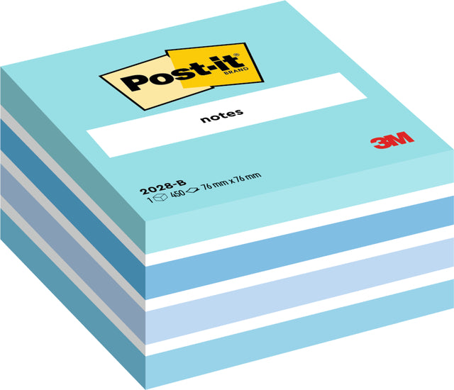 Post-it kubusnotities 76x76mm, pastel blauw, 450 vellen
