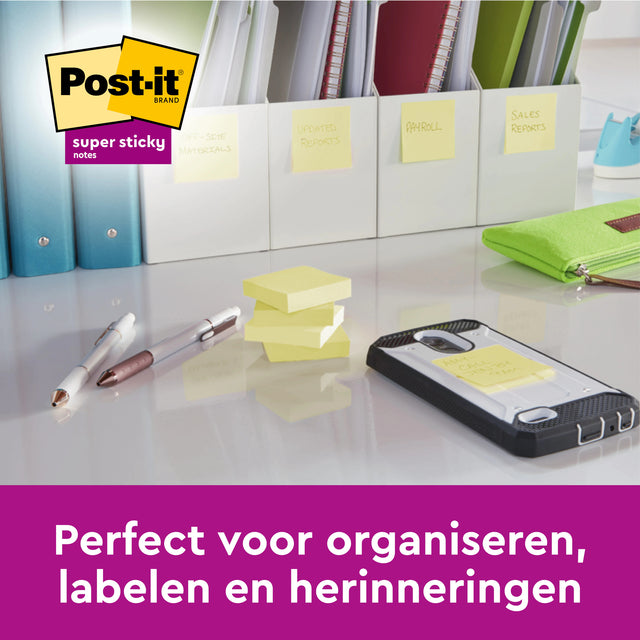 Memoblok Post-it 654 Super Sticky 76x76mm, assorti - 2