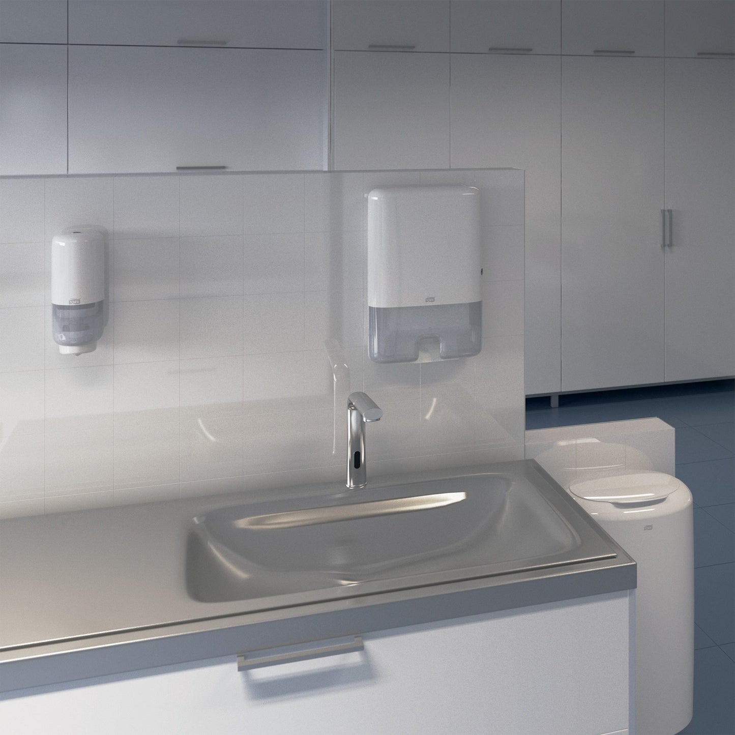 Afvalbak Tork Elevation 50 liter wit, muur- of vloermontage - 5