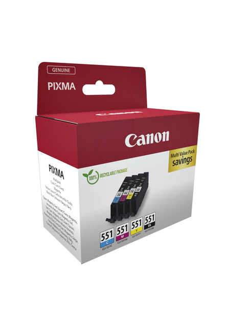 Canon CLI-551 Zwart + 3 Kleuren inktcartridge set - 2