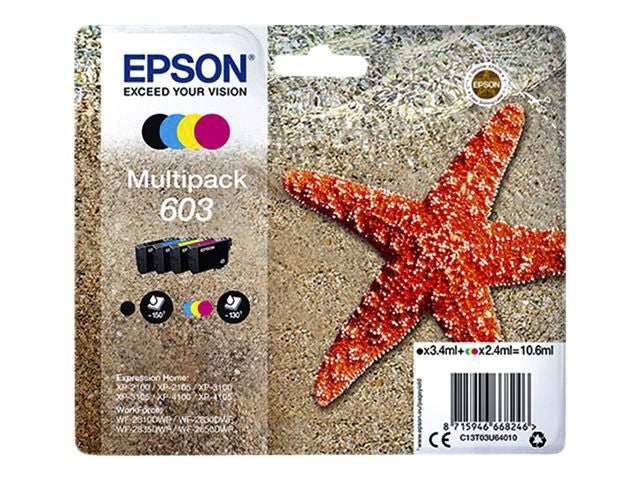 Epson 603 T03U6 Zwart + 3 Kleuren Inktcartridge (XL/HC)