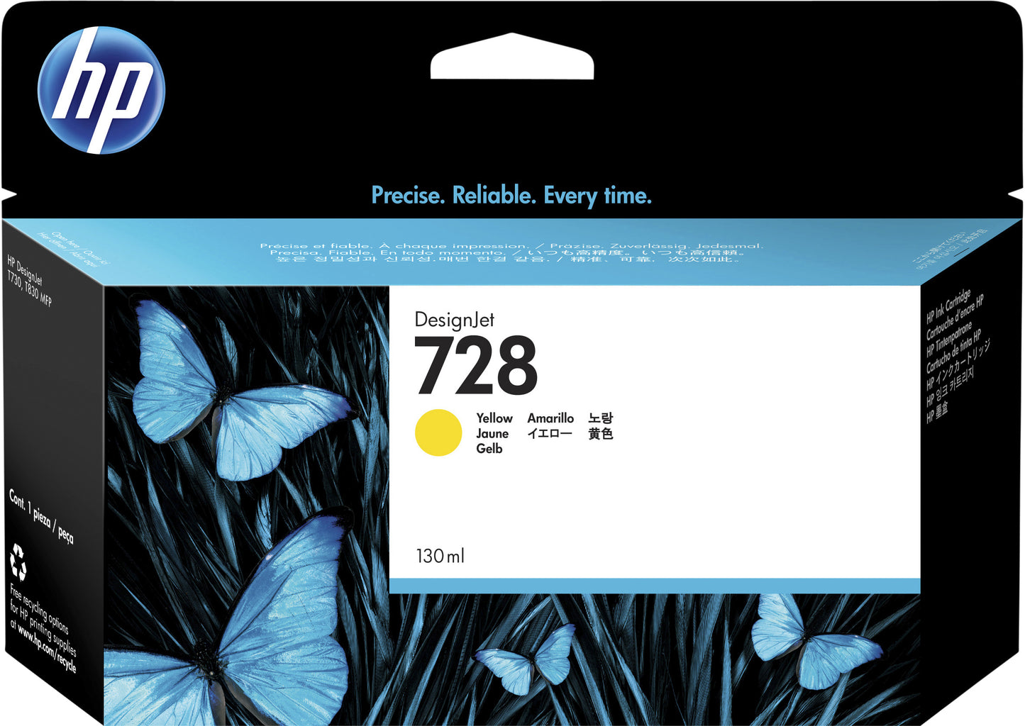 HP F9J65A 728 Geel Inktcartridge