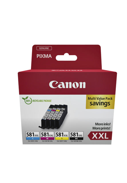 Canon CLI-581XXL Zwart en 3 Kleuren Inktcartridge Set