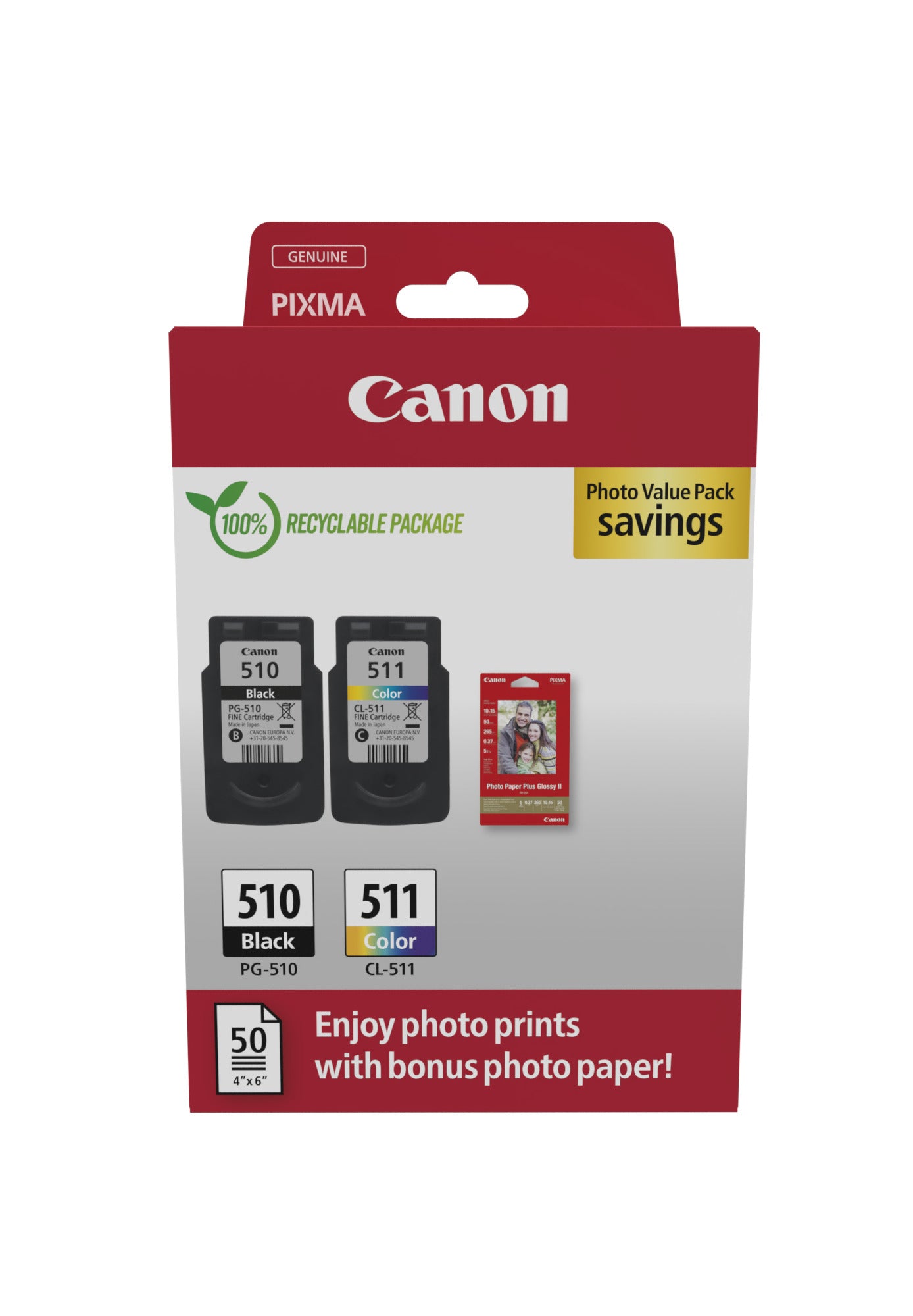 Canon PG-510 + CL-511 Zwart + Kleur Inktcartridge