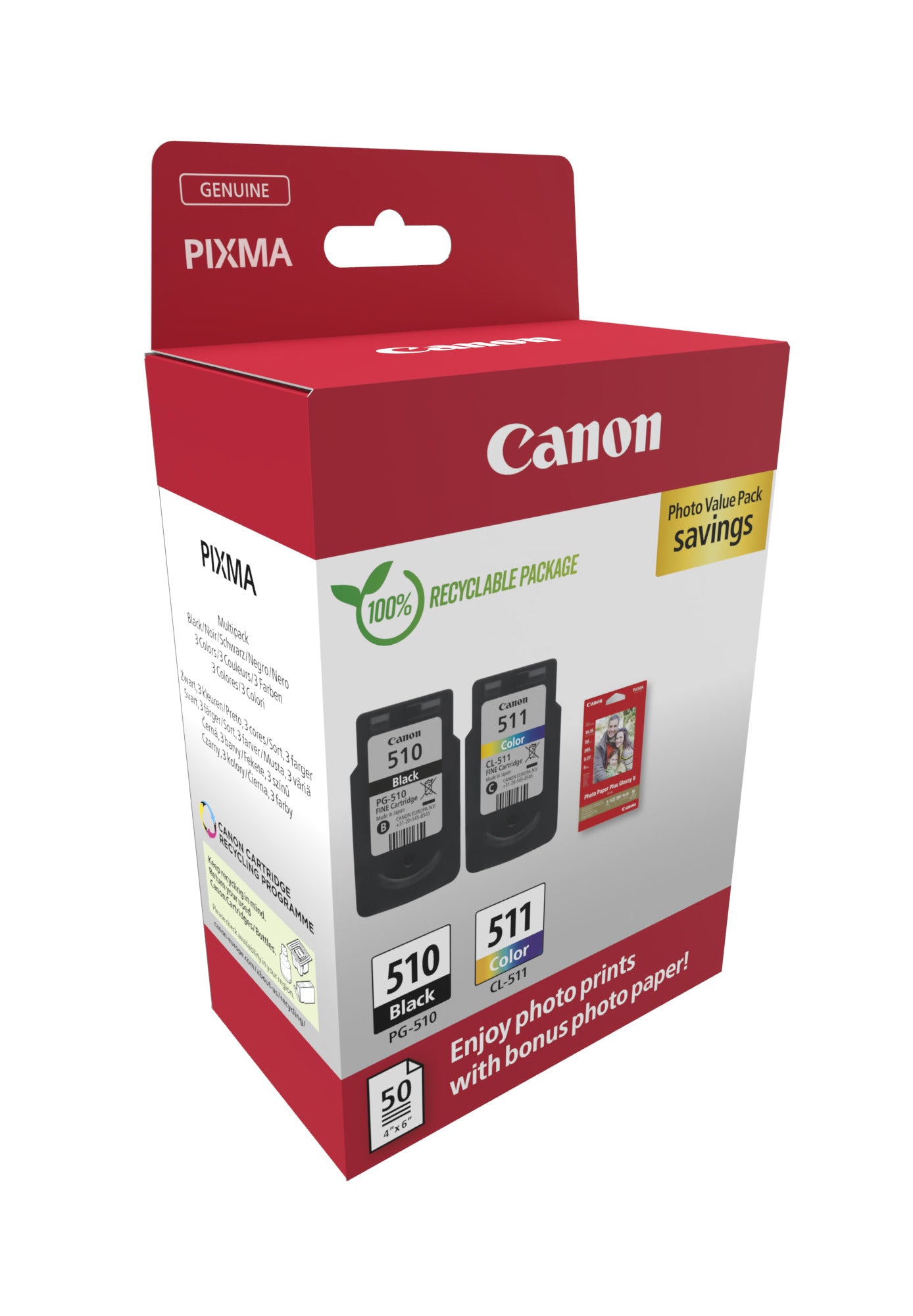 Canon PG-510 + CL-511 Zwart + Kleur Inktcartridge - 3