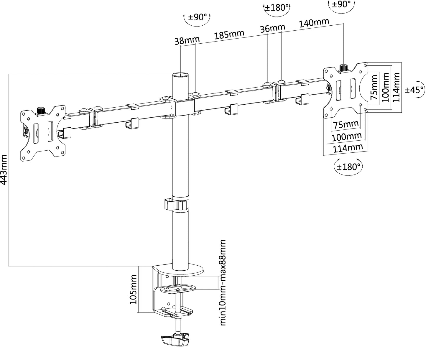 Neomounts D550D monitorarm voor 2 schermen tot 32 inch - 2