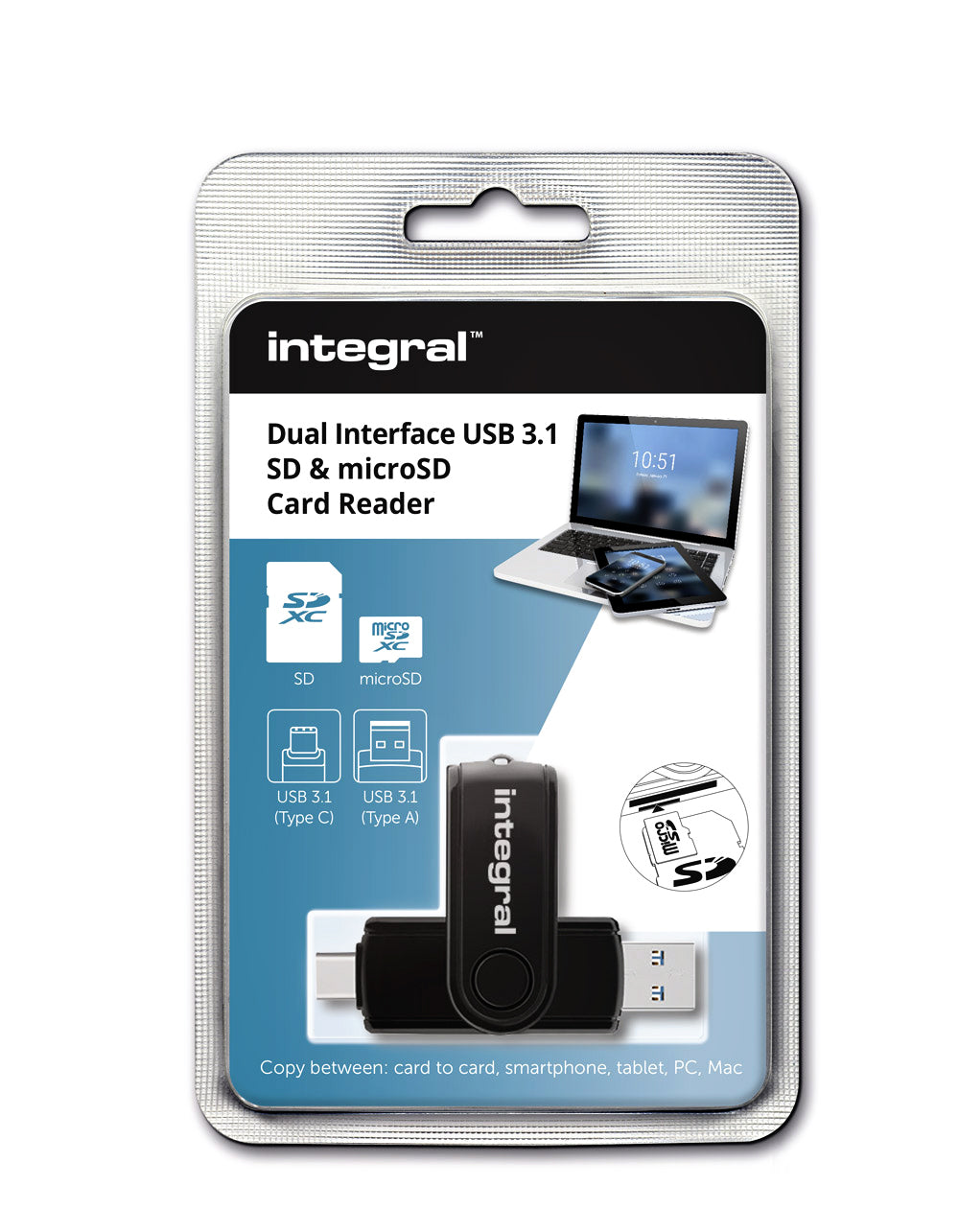 Card Reader USB 3.1 USB-C SD en Micro SD compatibel met PC en Mac - 2