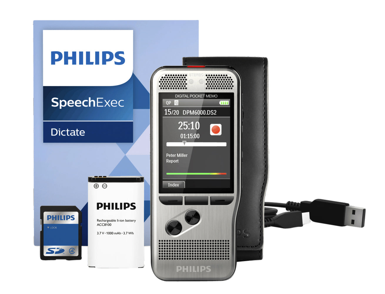 Philips DPM 6000/02 PocketMemo Dictieerapparaat met Microfoons - 2