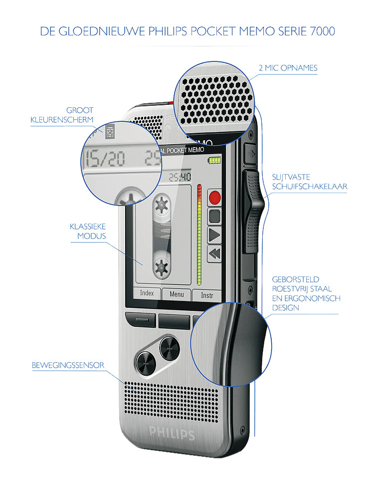 Philips Pocket Memo DPM 7200/02 met Microfoons en Software - 4