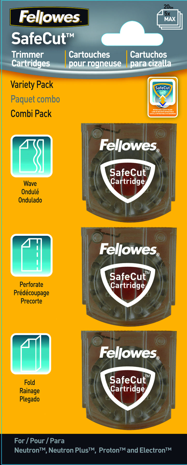 Snijmes Fellowes Safecut 3-in-1 voor Neutron, Proton en Electron