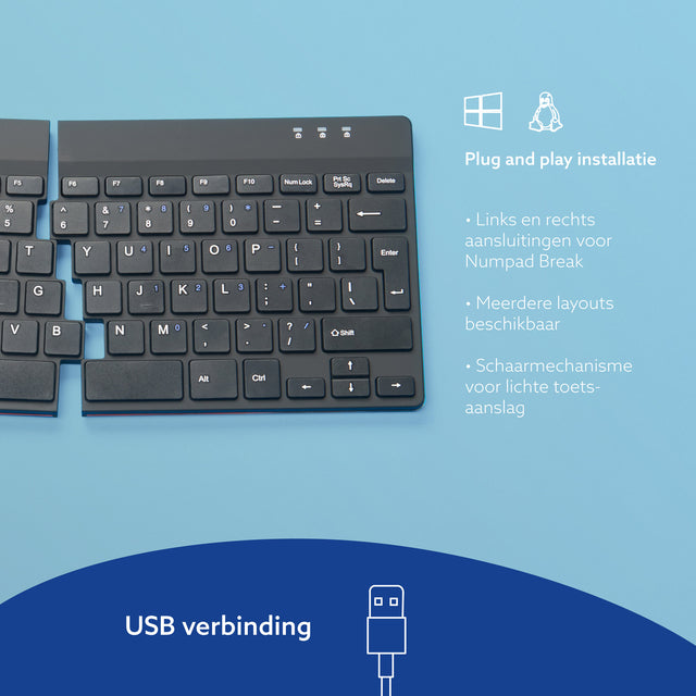 R-Go Ergonomisch Split QWERTY Toetsenbord met Inklapbare Functionaliteit - 5