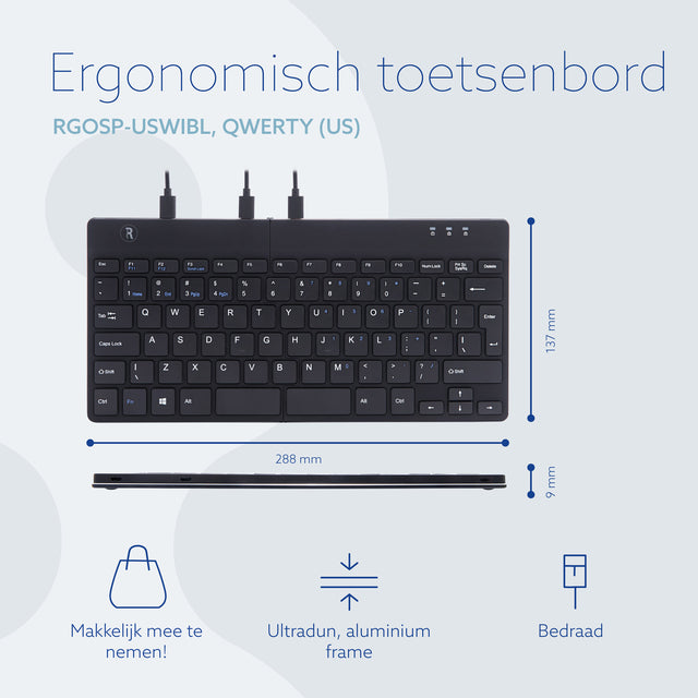 R-Go Ergonomisch Split QWERTY Toetsenbord met Inklapbare Functionaliteit - 6