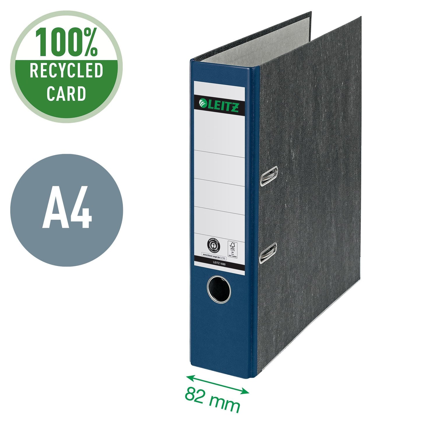 Leitz 1080 180° Ordner 80mm Karton in Blauw, 600 Vel Capaciteit - 3