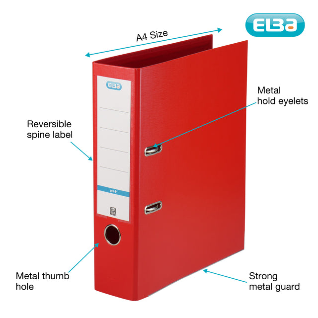 Ordner Elba Smart A4 80mm PP, rood - 3