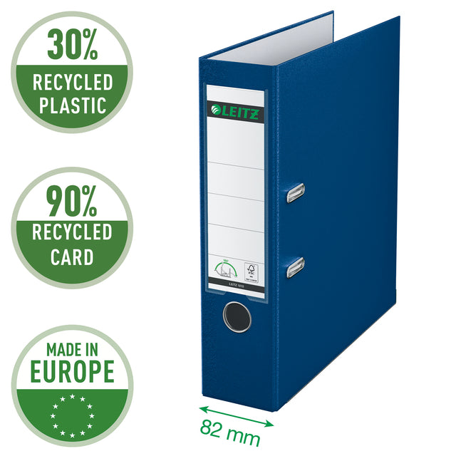 Blauwe Leitz 1010 180° PP A4 ordner met grote opening en labelhouder