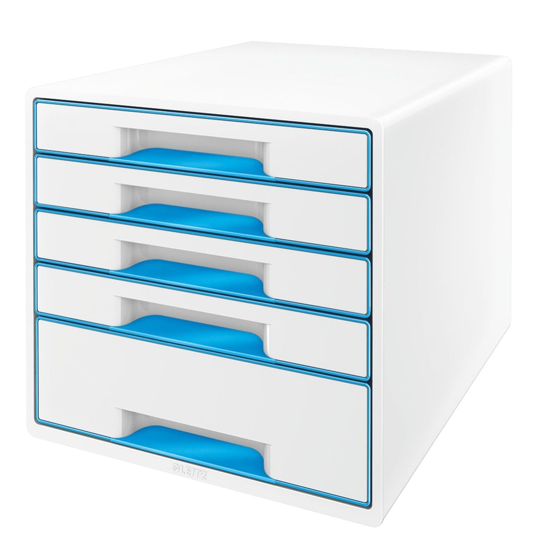 Ladenbox Leitz WOW 5-laden wit/blauw met opbergtray