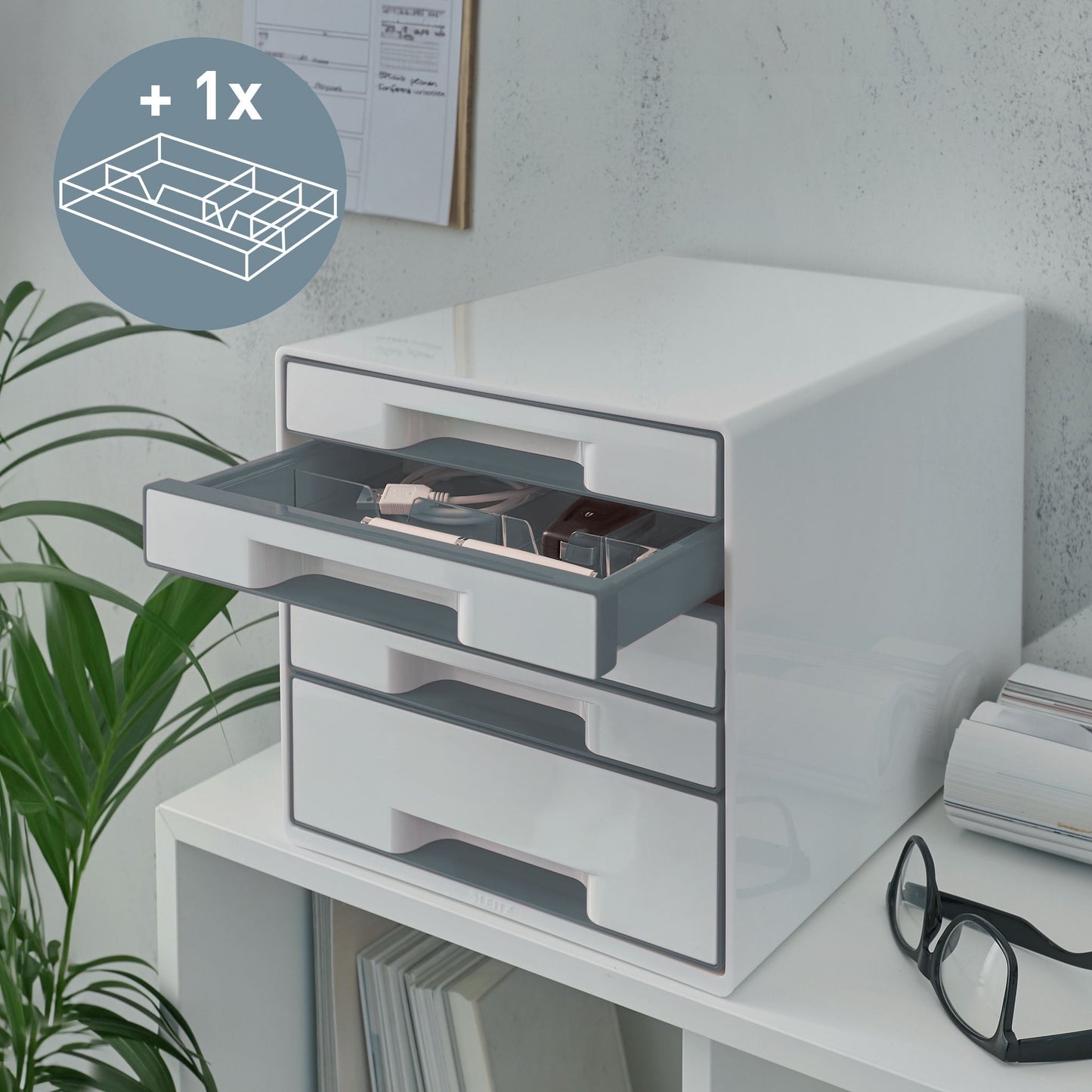 Leitz WOW Cube Ladenblok A4 maxi 5 Laden Wit/Grijs - 2