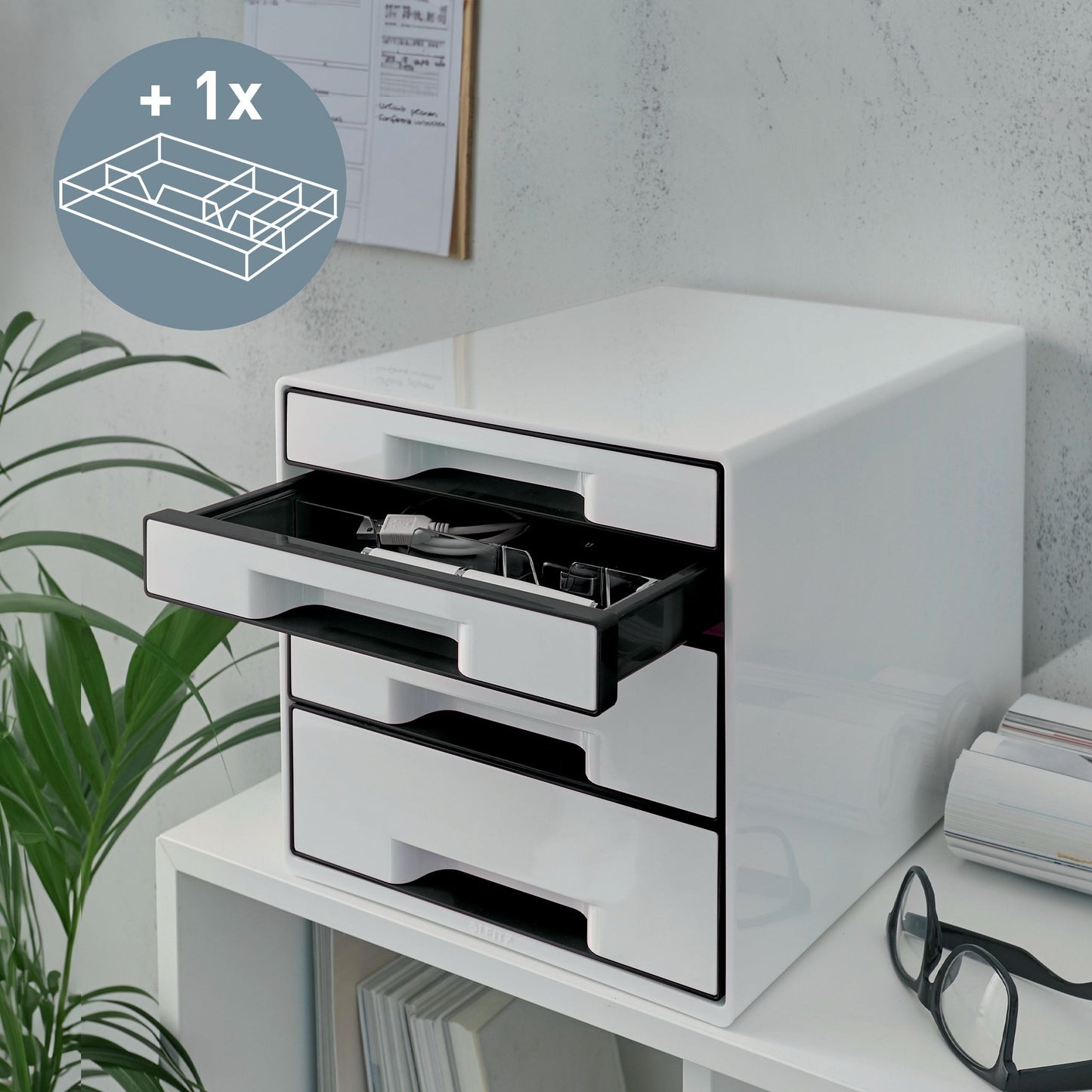 Ladenblok Leitz Wow Cube A4 maxi 4-laden, wit/zwart - 2