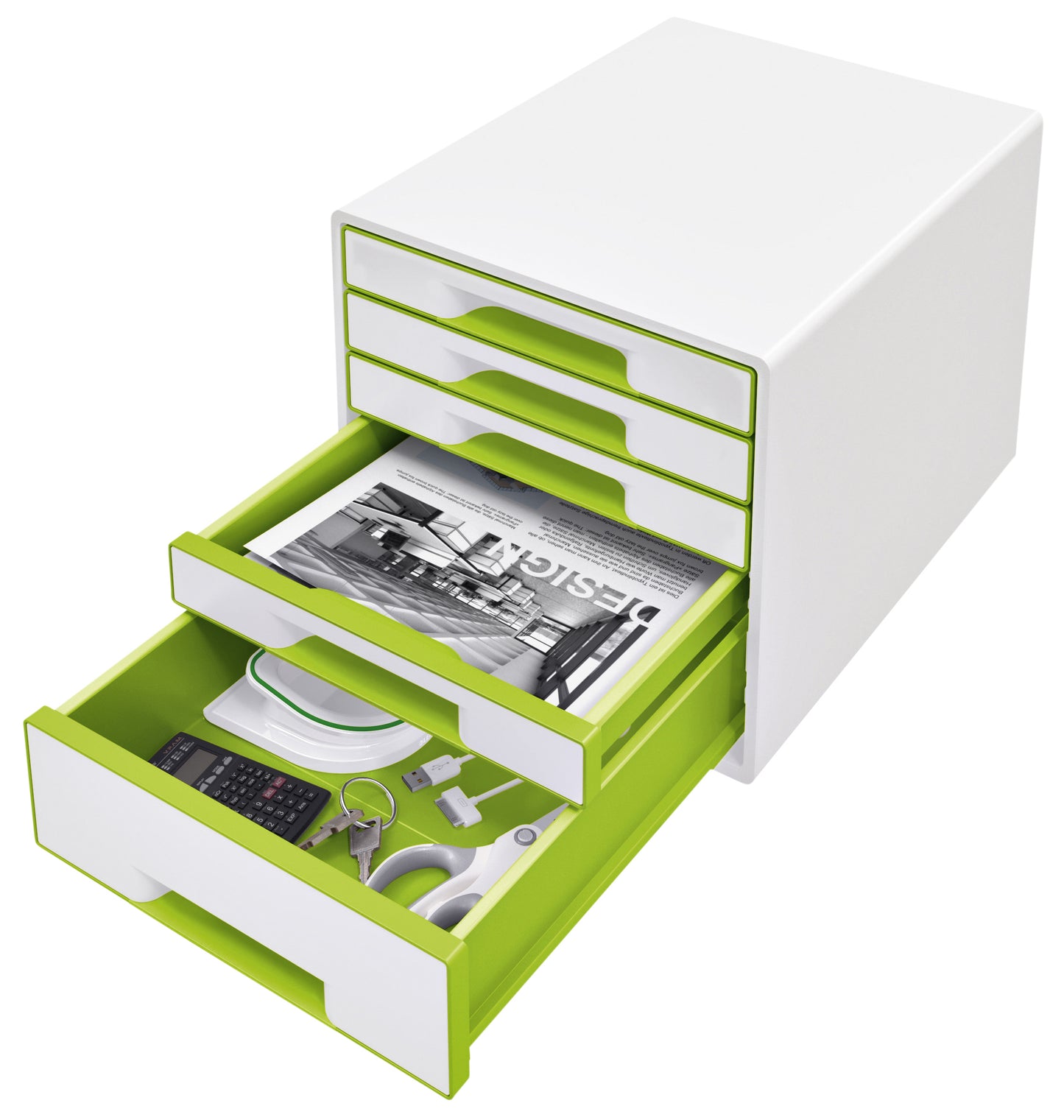 Ladendoos Leitz WOW 5-ladensysteem wit/groen - 2