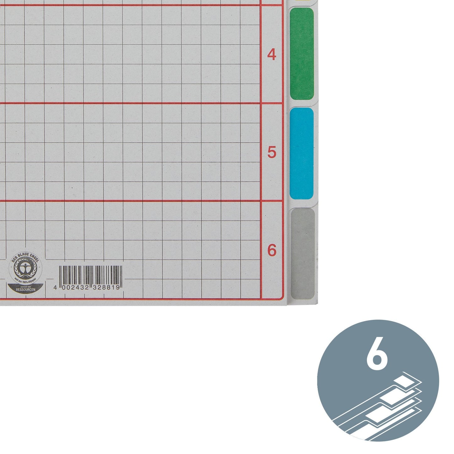 Leitz 4350 A4 6-Kleur Tabs in Gerecycled Karton, 4 Ringen - 4