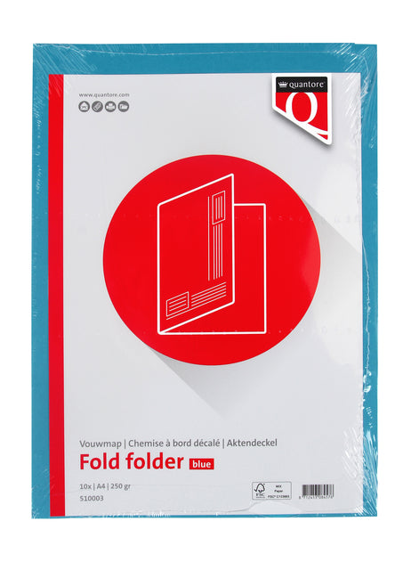 Vouwmap Quantore A4 ongelijke zijde 250gr in blauw - 2